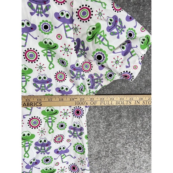 Uniform Advantage UA Silly Frog Scrub Top Womens Size Medium‎ Pockets V-Neck - Picture 11 of 12